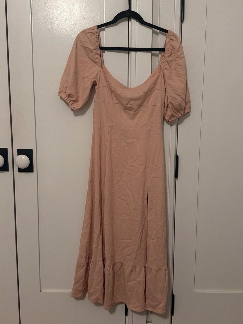 Pink midi dress with ruffle hem